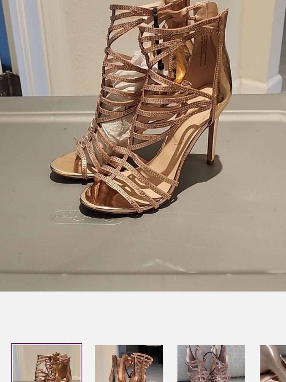New Aldo Strappy High Heel Sandals in Rose Gold Size 8.5